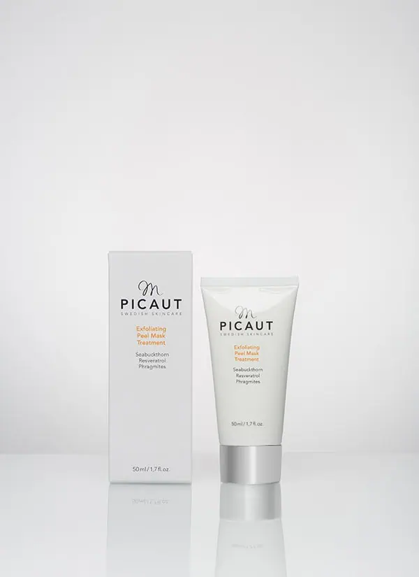 Exfoliating Peel Mask Exfoliating Peel Mask från M Picaut Skincare. Produktbild med tub och förpackning.