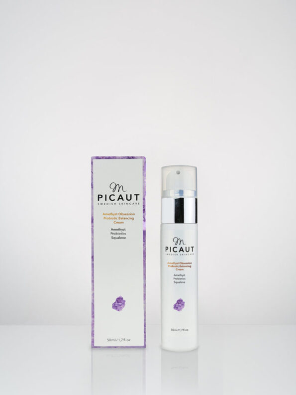 M Picaut Skincare - Amethyst Obsession Probiotic Balancing Cream. Ekologisk och fuktgivande anti-age kräm med probiotika och amatist.