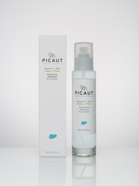 M Picaut Skincare - Aquamarine Bliss Treatment Toner. Ekologiskt, lyxigt och serum-boostande ansiktsvatten med Aquamarine kristall och B-Circadin.