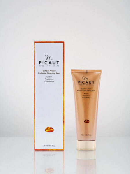 M Picaut Skincare - Golden Amber Probiotic Cleansing Balm. Ekologisk Pre Cleanser och ansiktsrengöring med probiotika och bärnsten