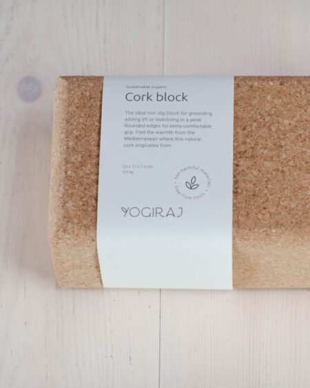 Yogiraj Yogablock med etikett - Yoga block i naturlig och ekologisk kork från medelhavet