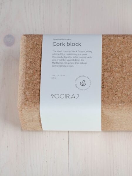 Yogiraj Yogablock med etikett - Yoga block i naturlig och ekologisk kork från medelhavet
